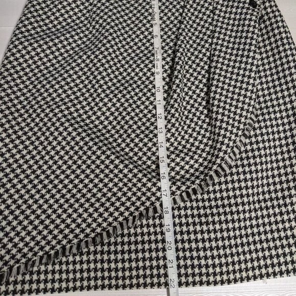 Tahari Skirt Women Size 12 Fringe Gathered Houndstooth Lined Short Black & White - Picture 7 of 11